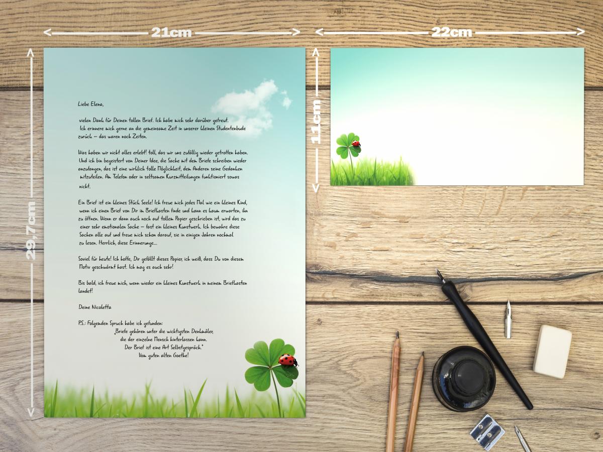 Motivpapier Kleeblatt Briefpapier mit Motiv